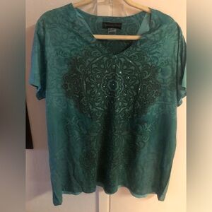 Elegant Teal Filigree Patterned Tee- 161A $15 or $13 w/offer *tee deal